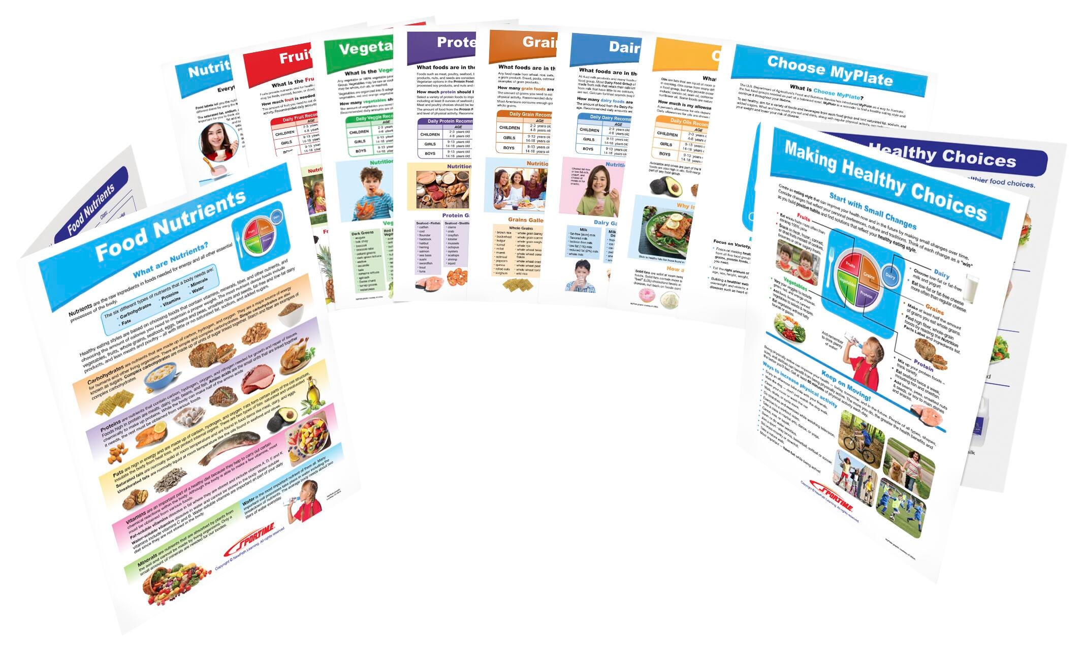 Image for Sportime MyPlate Food & Nutrition Visual Learning Guides, Grade 5 to 9, Set of 10 from School Specialty